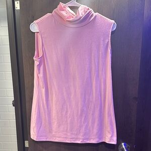 Chic Pink Sleeveless Turtleneck Top
